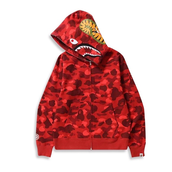 A bathing ape Color Camo Red Shark Full Zip Hoodie - Picture 2 of 4